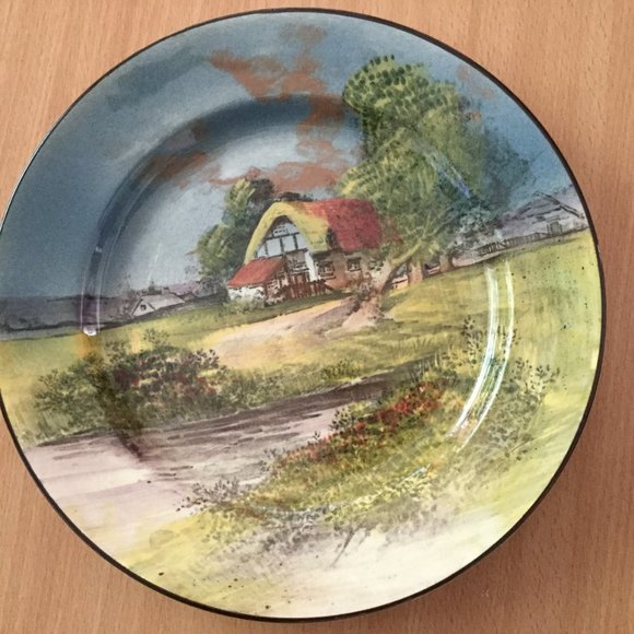 Vintage Royal Doulton made in England plate cottage country scene landscape 9.5" - Picture 3 of 7